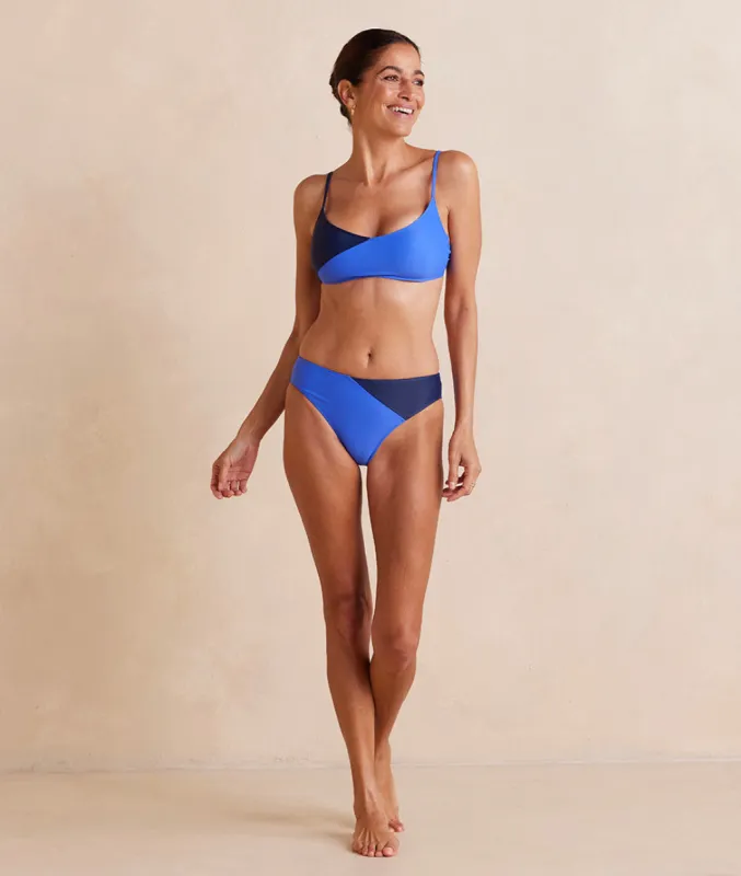 The Diagonal Mid Rise Bottom - Deep Sea & Hydrangea sold by Summersalt