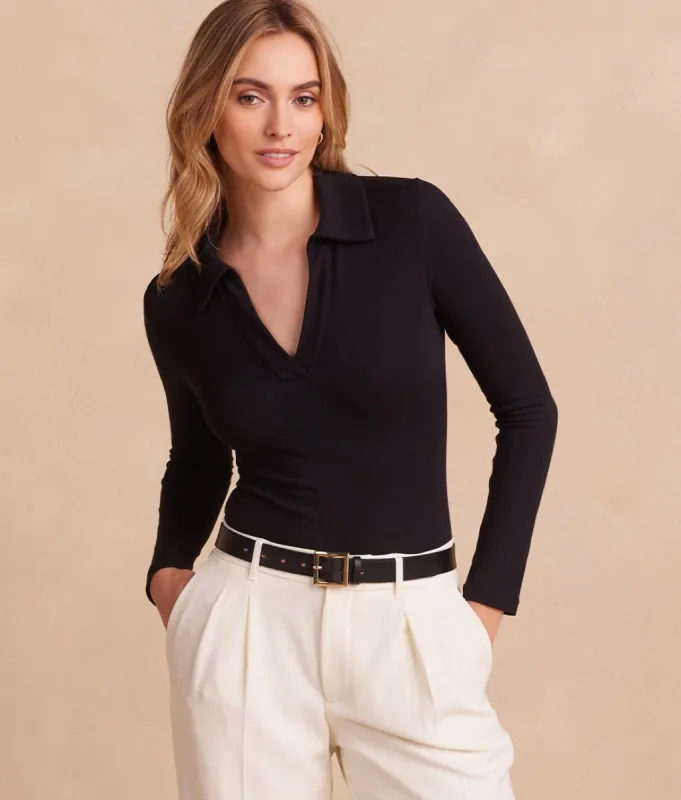 The Essential Long Sleeve Collared Bodysuit - Main sold by Summersalt