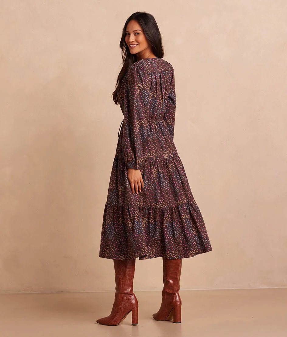 The Countryside Poplin Button Down Midi Dress - Floral Prairie in Chocolate sold by Summersalt product image thumbnail 2