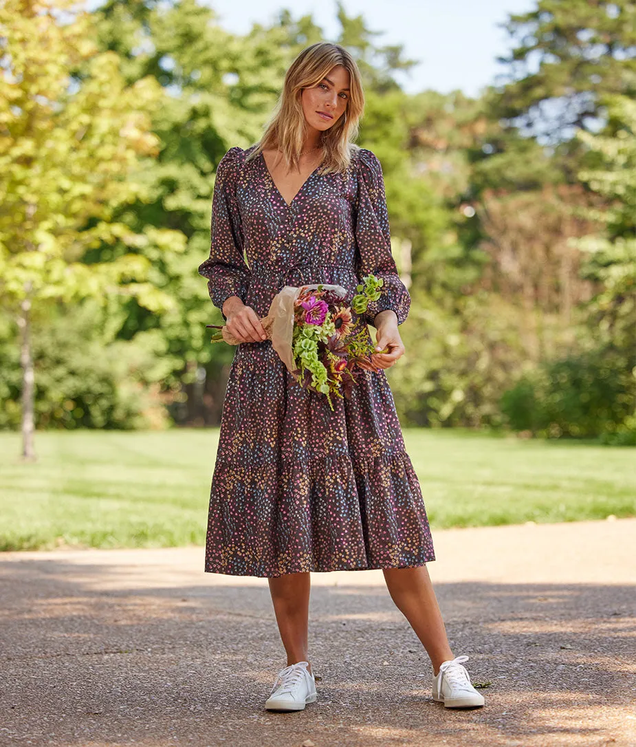 The Countryside Poplin Button Down Midi Dress - Floral Prairie in Chocolate sold by Summersalt product image thumbnail 4