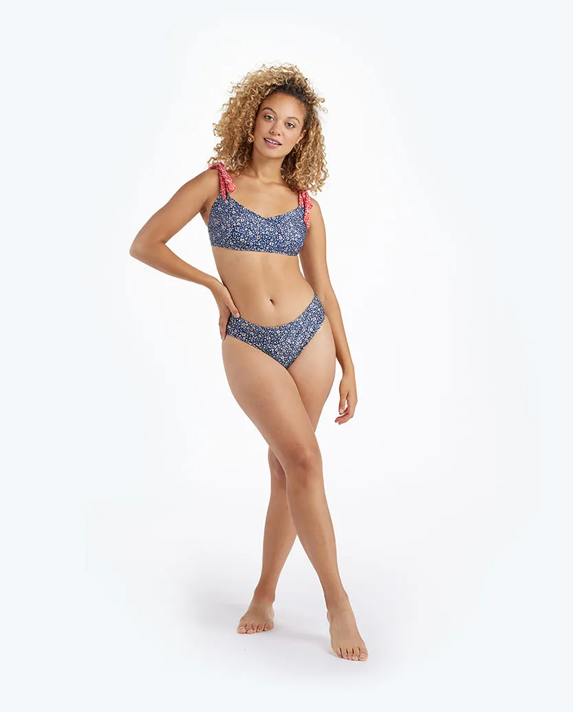 The Tie Marina Bikini Top - In Bloom in Deep Sea & Lava sold by Summersalt product image thumbnail 3