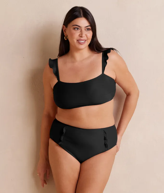 The Ruffle High Leg High Rise Bikini Bottom - Sea Urchin sold by Summersalt