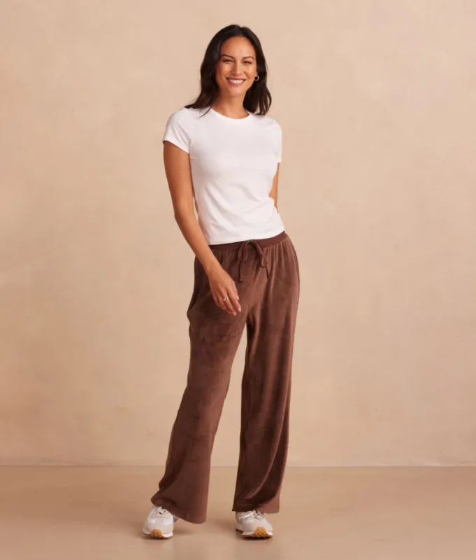The Plush Velour Lounge Pant - Chocolate sold by Summersalt