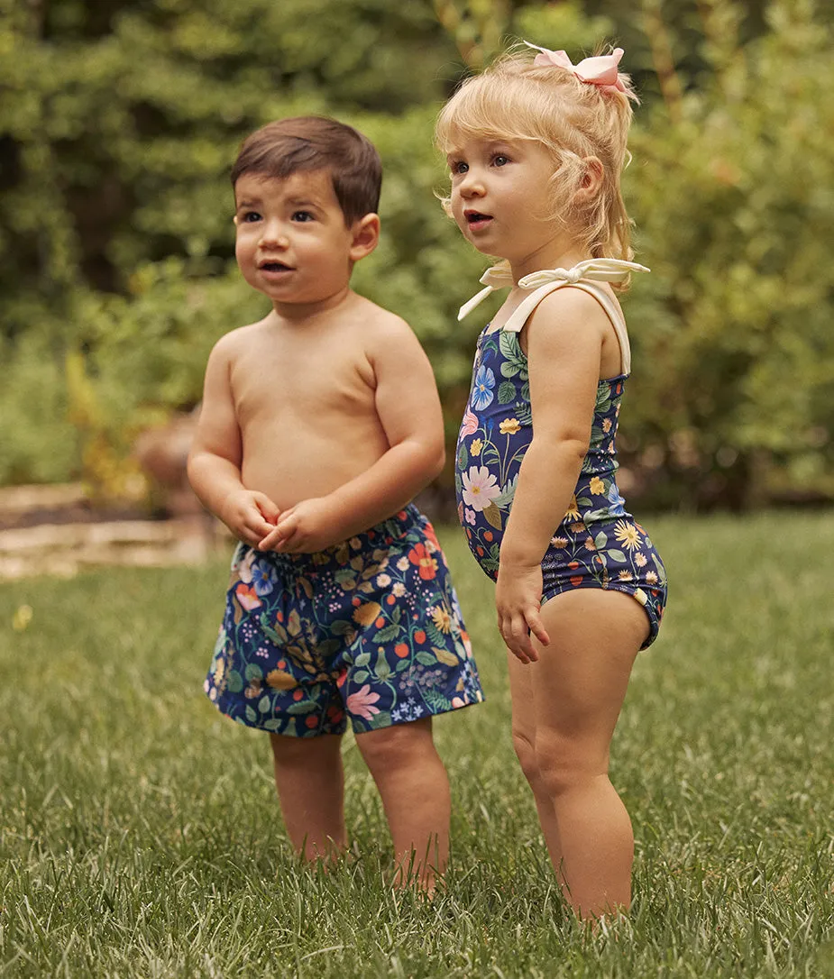 The Girls' Tie Oasis One-Piece - Strawberry Fields in Deep Sea sold by Summersalt product image thumbnail 5