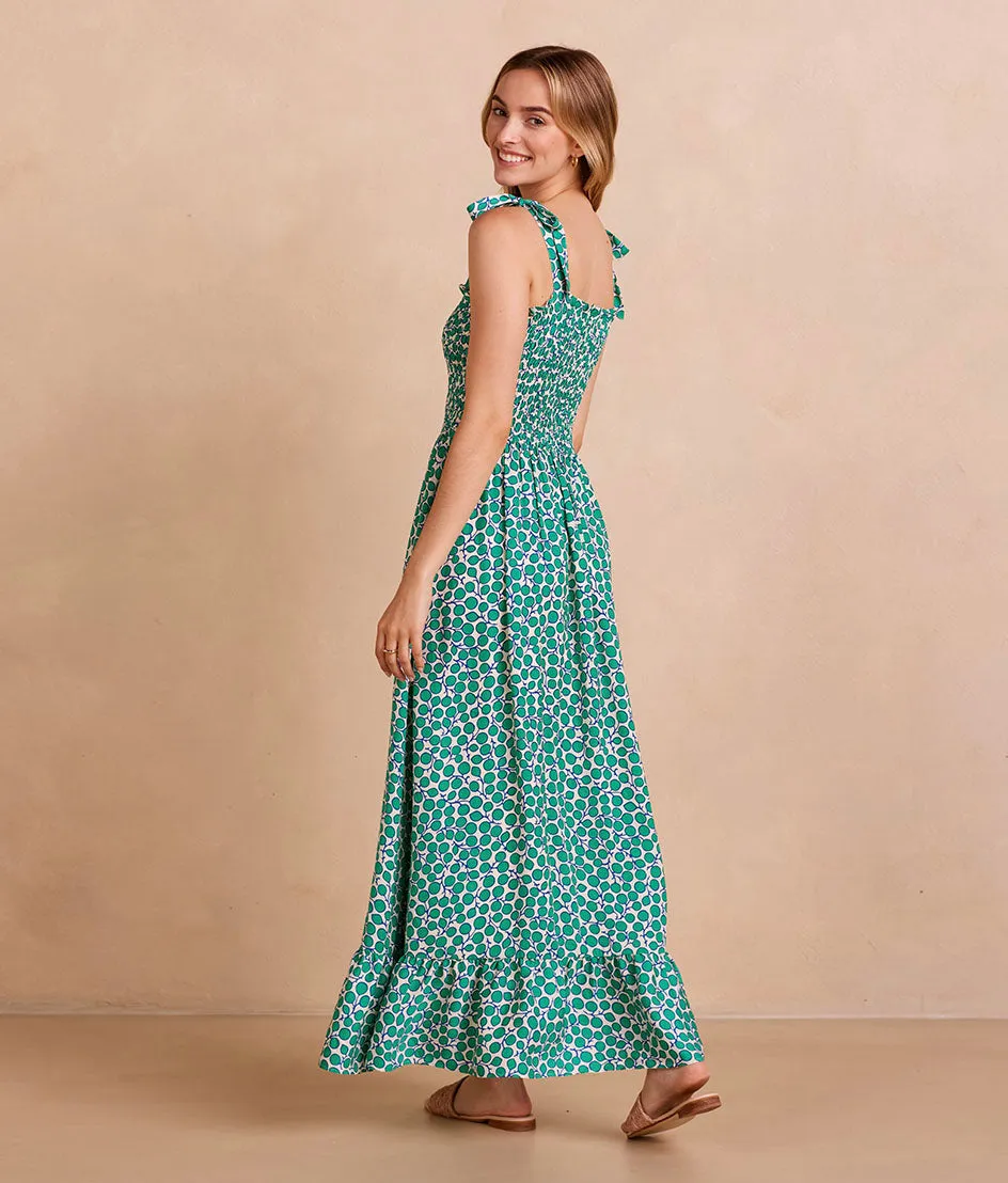 The Silky Luxe Smocked Maxi Dress - Summer Sprig in Seagreen sold by Summersalt product image thumbnail 2