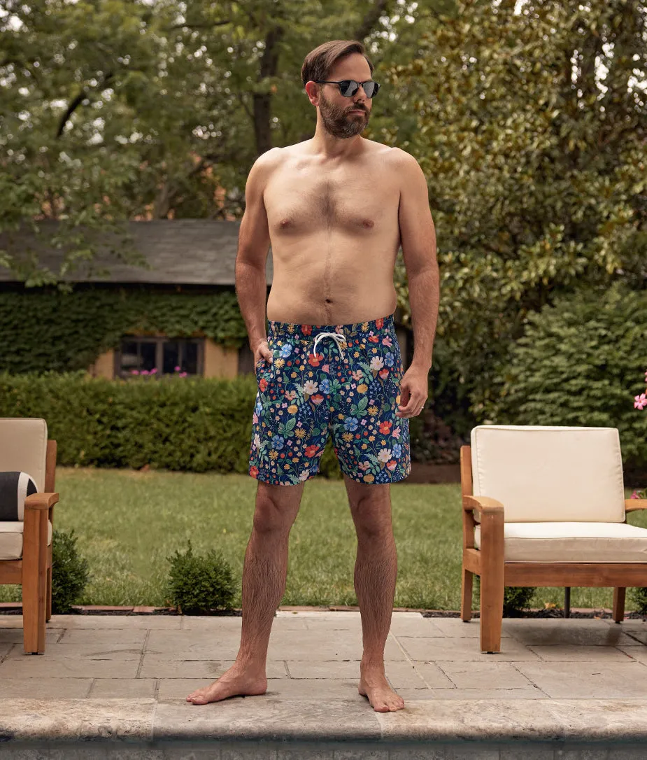 The Men’s Swim Short - Strawberry Fields in Deep Sea sold by Summersalt product image thumbnail 3