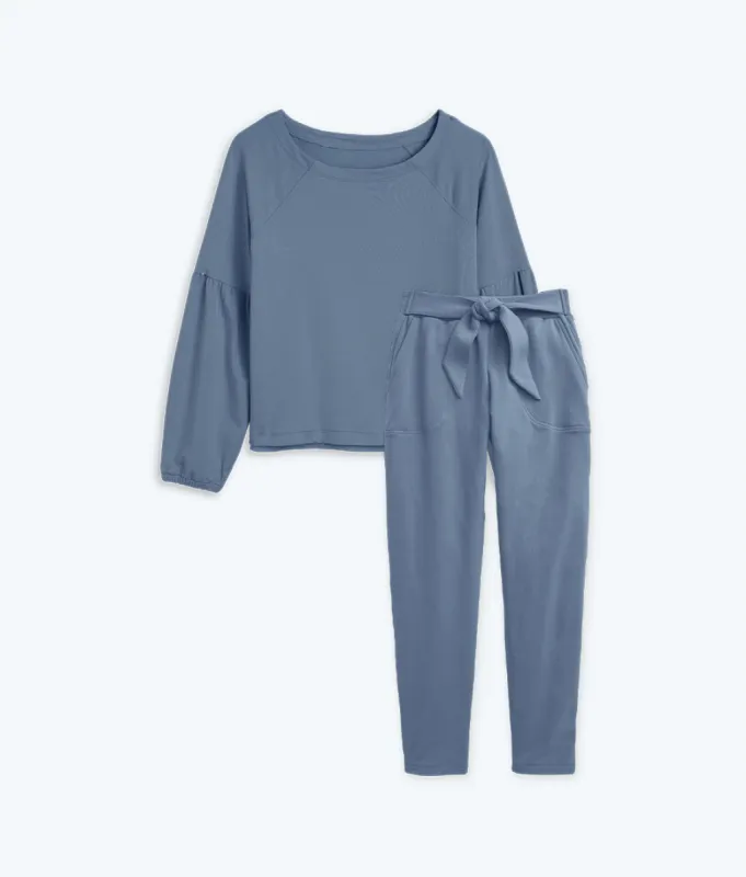 The Softest French Terry Boatneck Pullover & Tie-Waist Pant Bundle sold by Summersalt