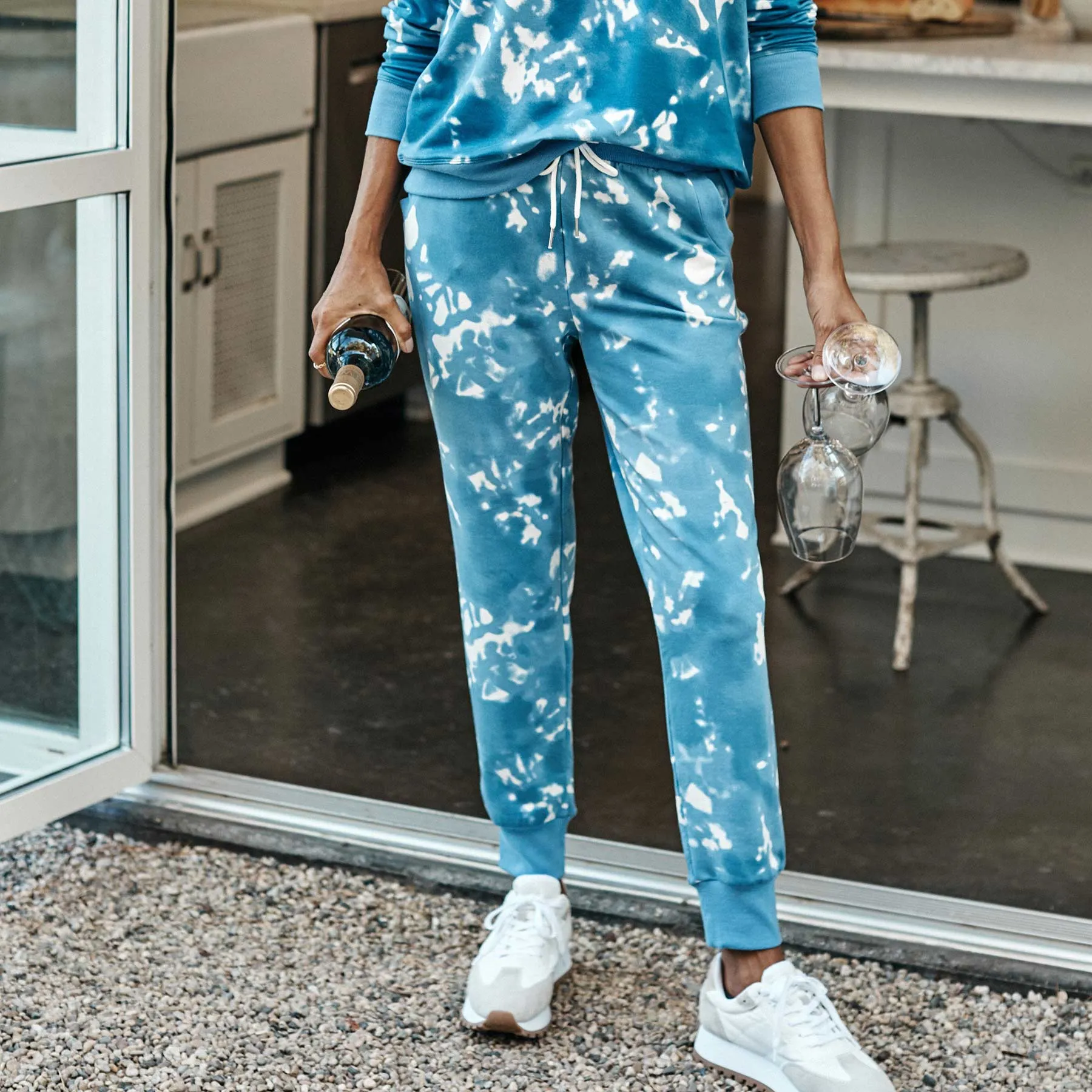 The Softest French Terry Jogger - Blue Horizon Tie Dye sold by Summersalt