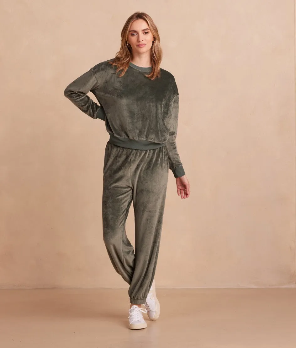 The Plush Velour Jogger - Olive sold by Summersalt