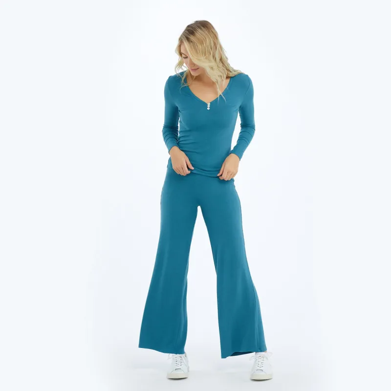 The Softest Ribbed Wide Leg Lounge Pant - Venetian sold by Summersalt