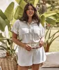 The Towel Terry Button-Down Shirt - White Sand sold by Summersalt