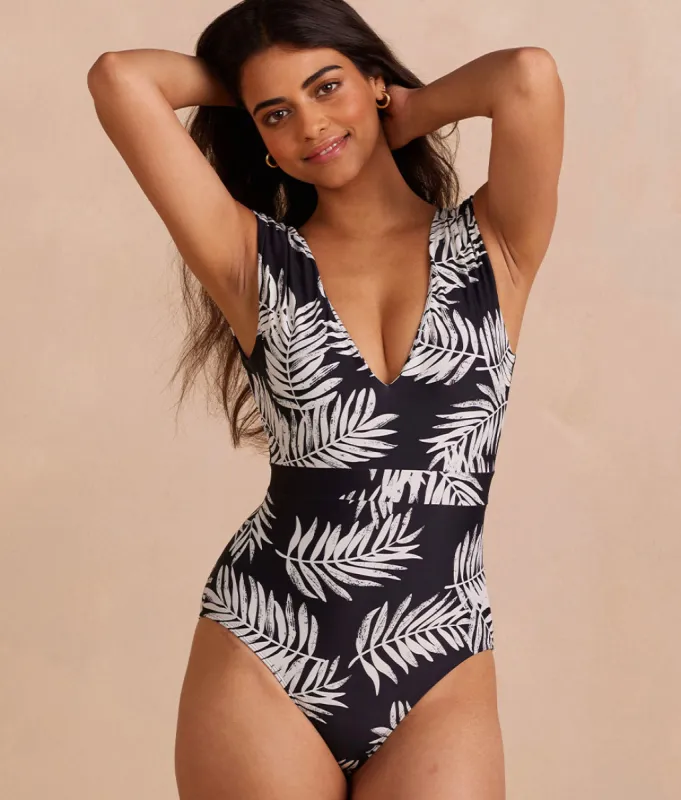 The Ruched Backflip - Palms in Sea Urchin & White Sand sold by Summersalt