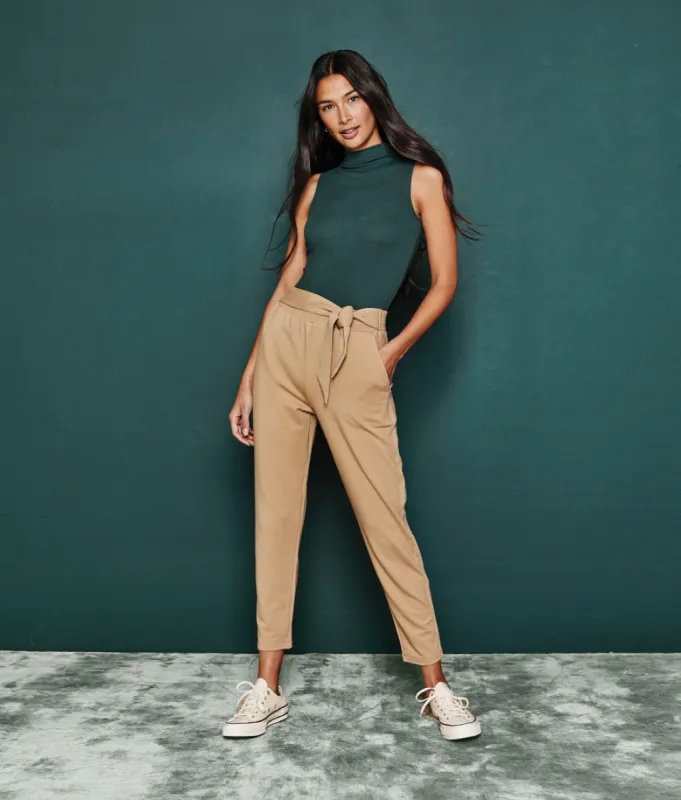 The Softest French Terry Tie-Waist Pant - Fawn sold by Summersalt