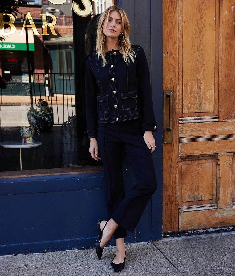 The Icon Ponte Pintuck Trouser Pant - Sea Urchin sold by Summersalt