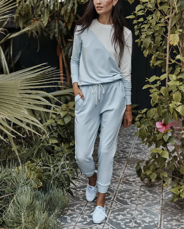 The Softest French Terry Jogger - Powder Blue sold by Summersalt