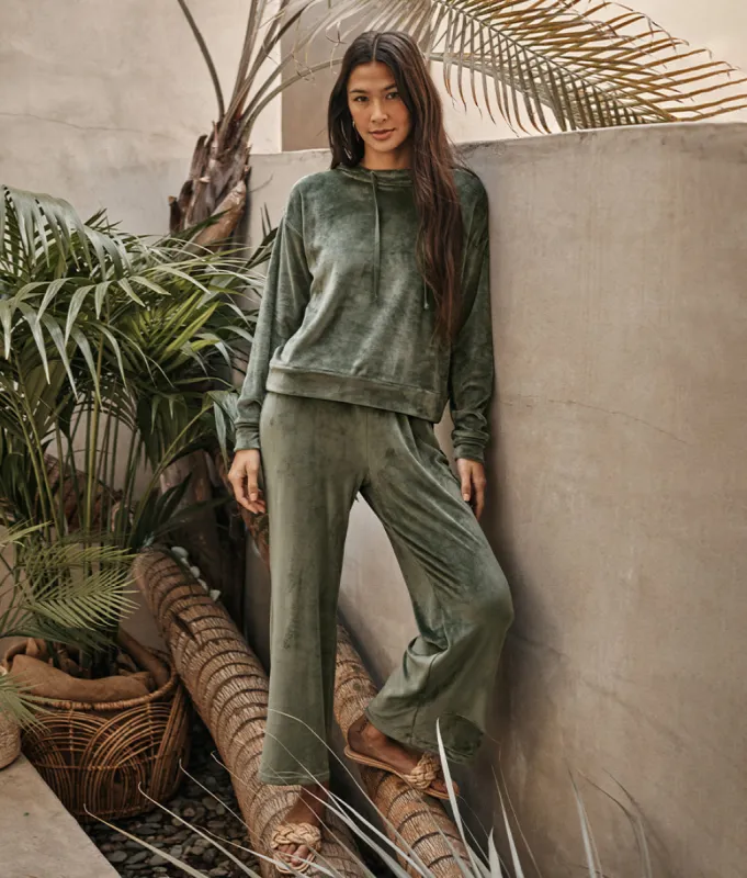 The Plush Velour Lounge Pant - Olive sold by Summersalt