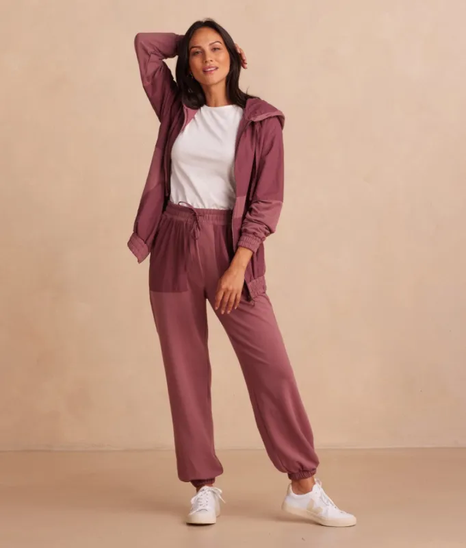 The Softest French Terry Wind Pant - Rosewood sold by Summersalt