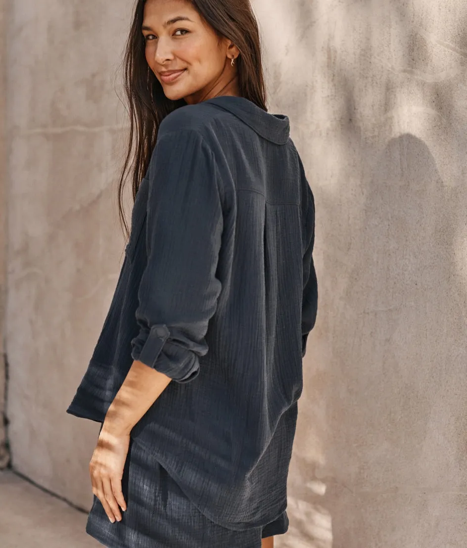 The Going Places Gauze Button-Down Camp Shirt - Midnight sold by Summersalt product image thumbnail 2