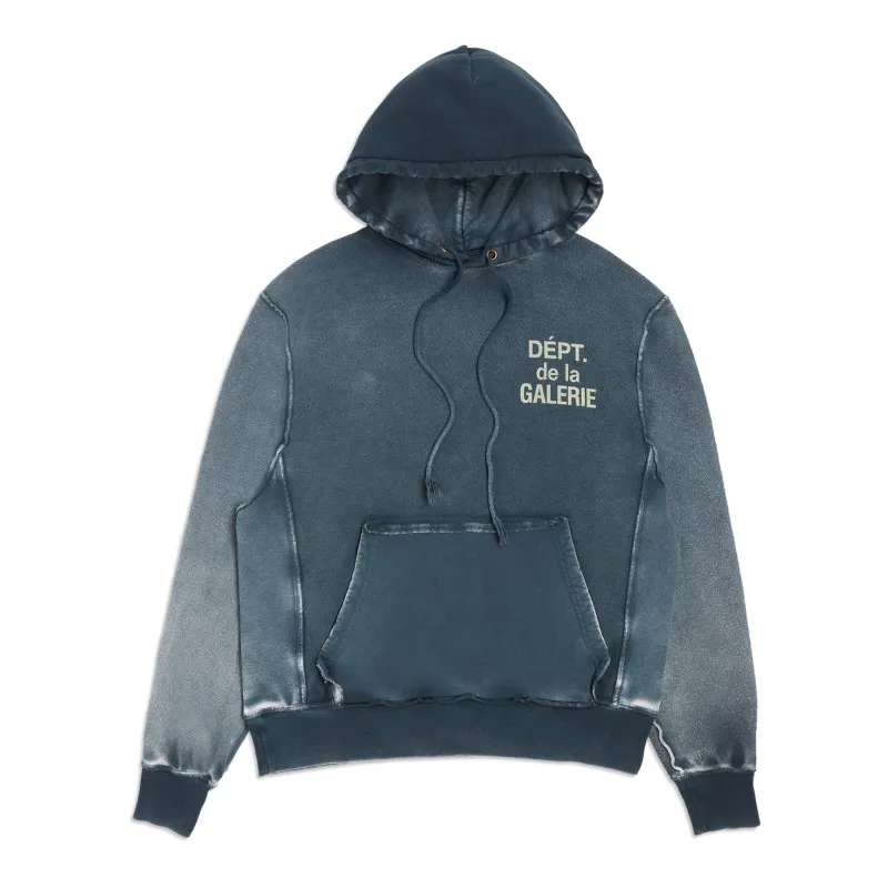 REVERSIBLE NAVY FRENCH LOGO HOODIE made by Gallery Dept.