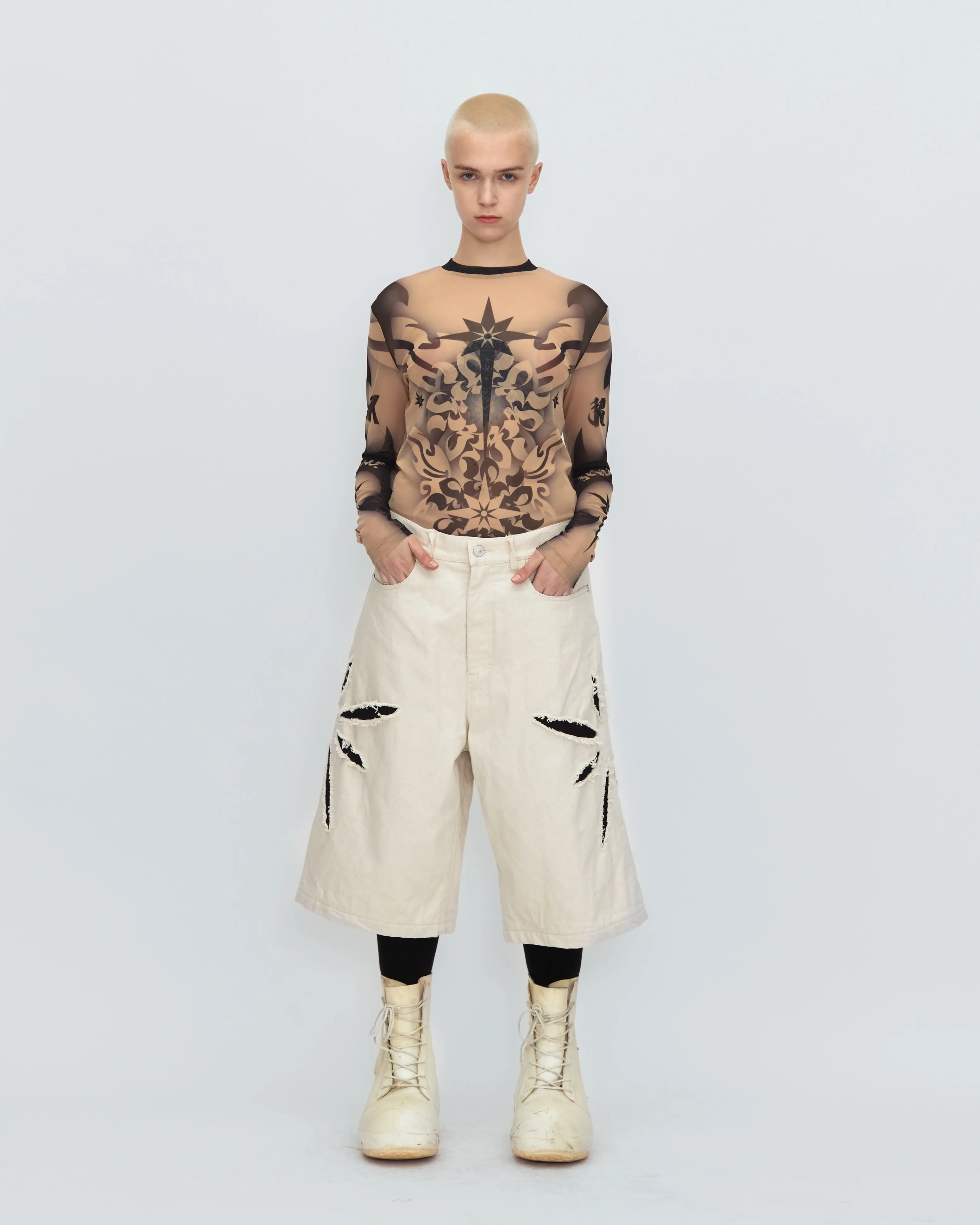 TATTOO GRAPHIC LS MESH TIGHT TOP sold by KUSIKOHC product image thumbnail 3