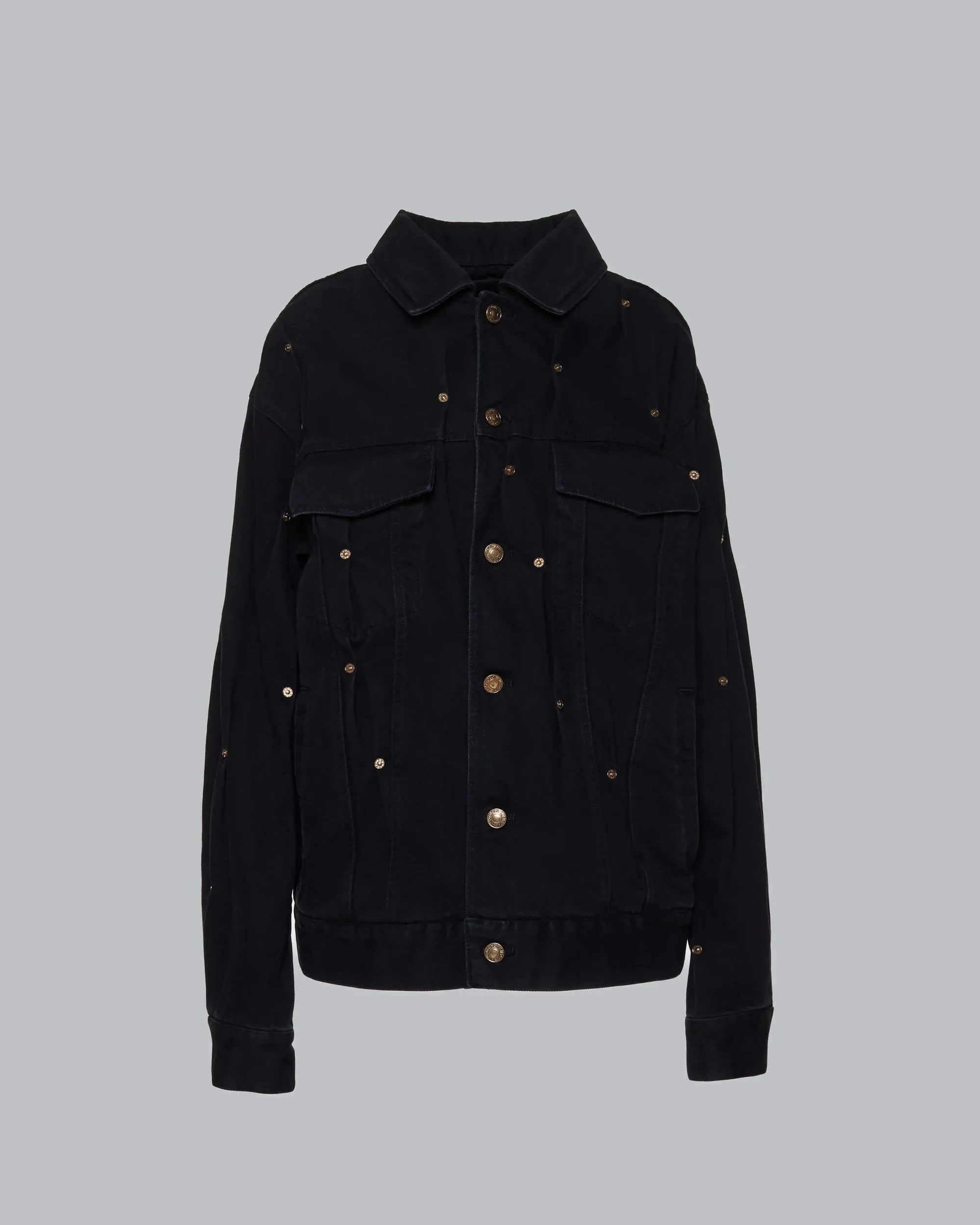 MULTI RIVET DENIM JACKET BLACK sold by KUSIKOHC