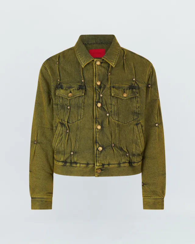 PADDED MULTI RIVET DENIM JACKET sold by KUSIKOHC