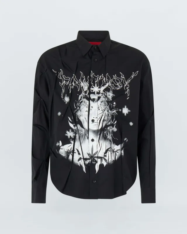 EYELET SHIRT WITH WHITE PRINT sold by KUSIKOHC