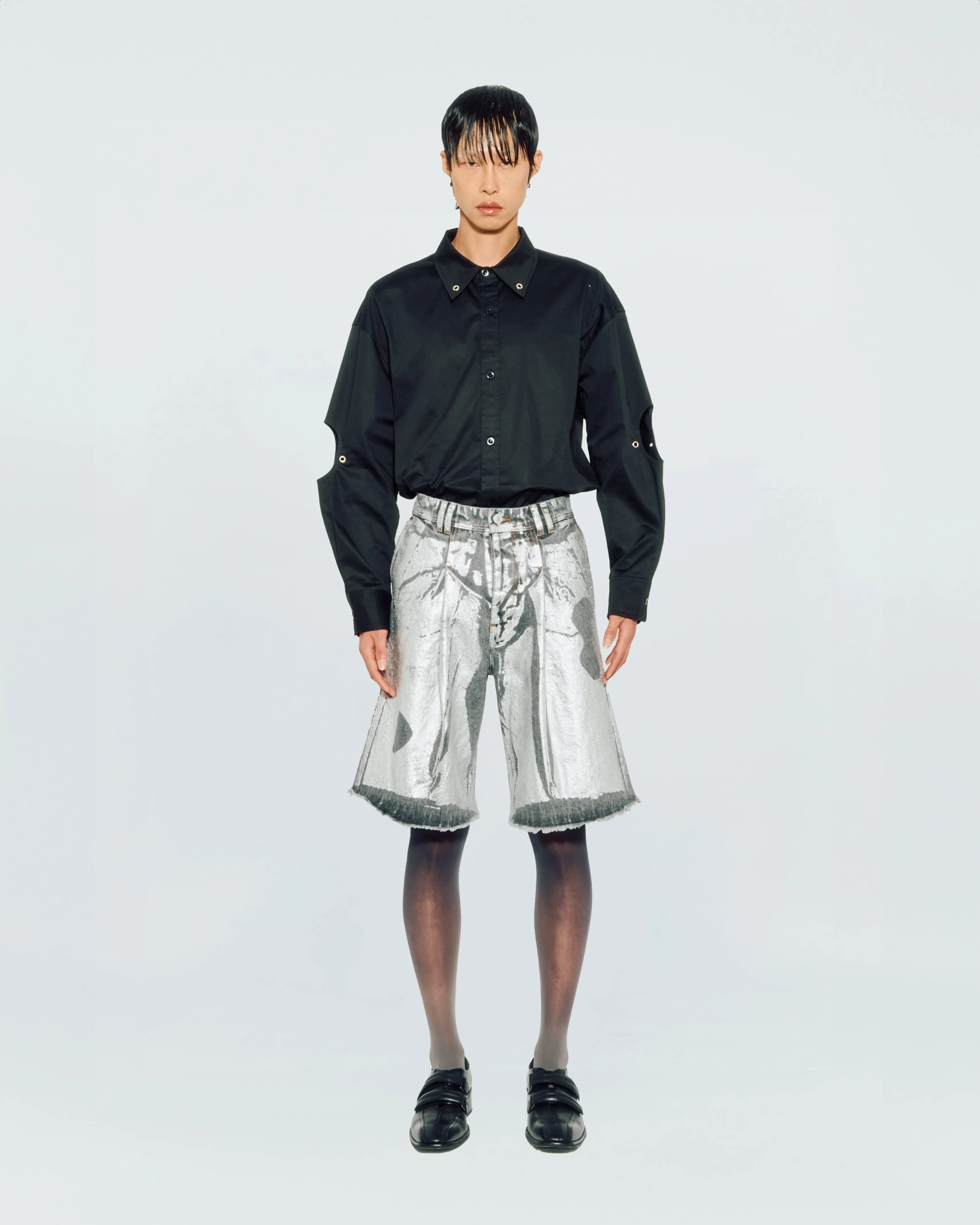 SILVER WASH DENIM SHORTS sold by KUSIKOHC product image thumbnail 3