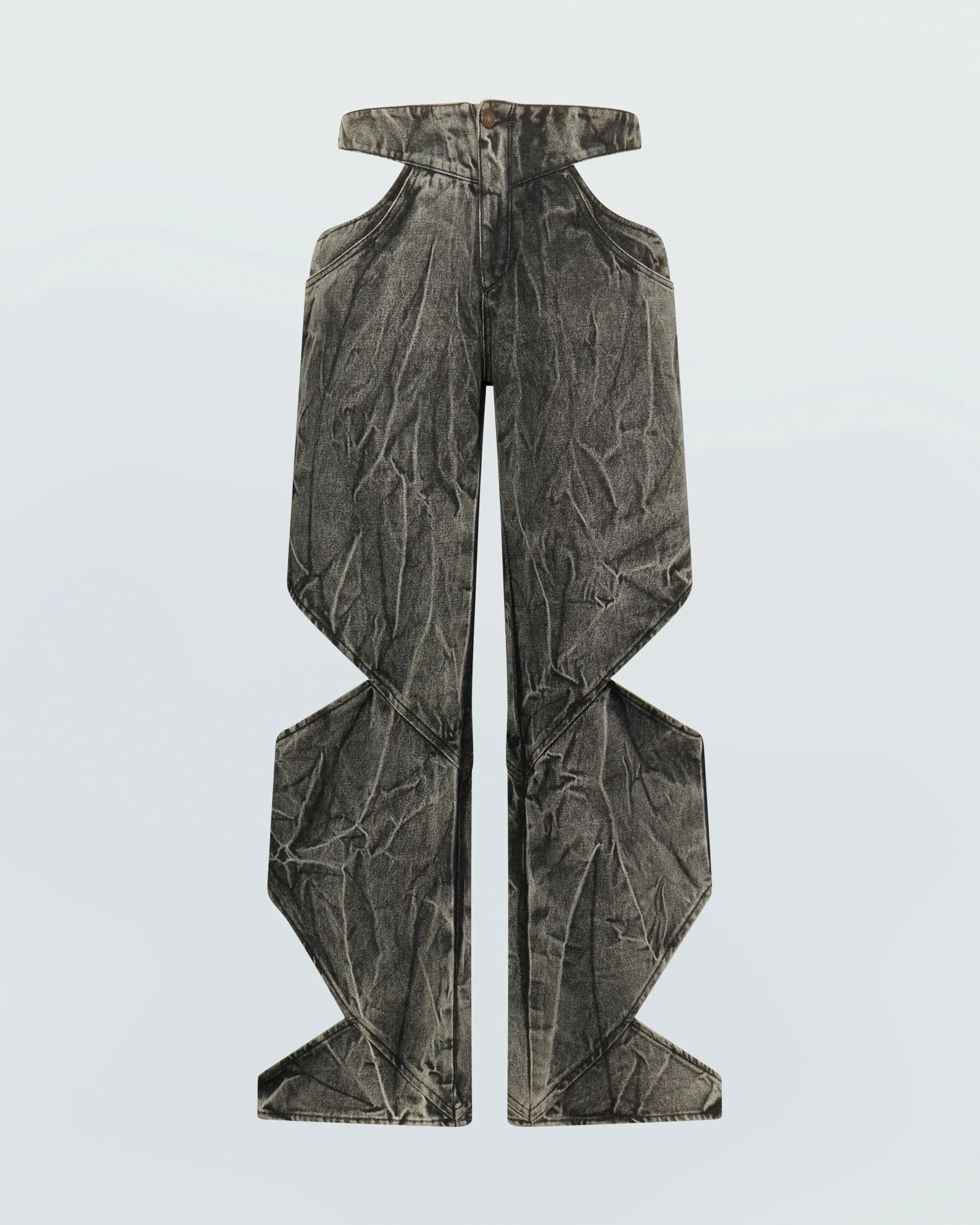 CUT-OUT DENIM PANTS sold by KUSIKOHC