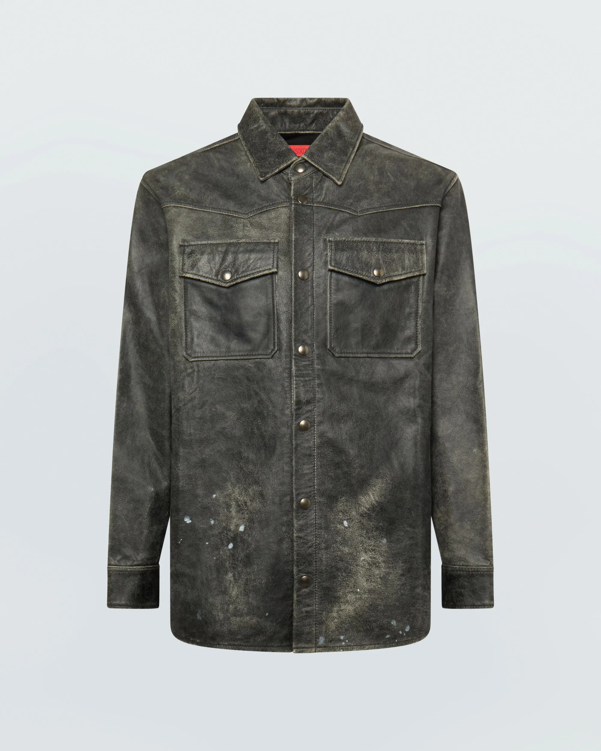 BLACK LEATHER PRINTED SHIRT sold by KUSIKOHC