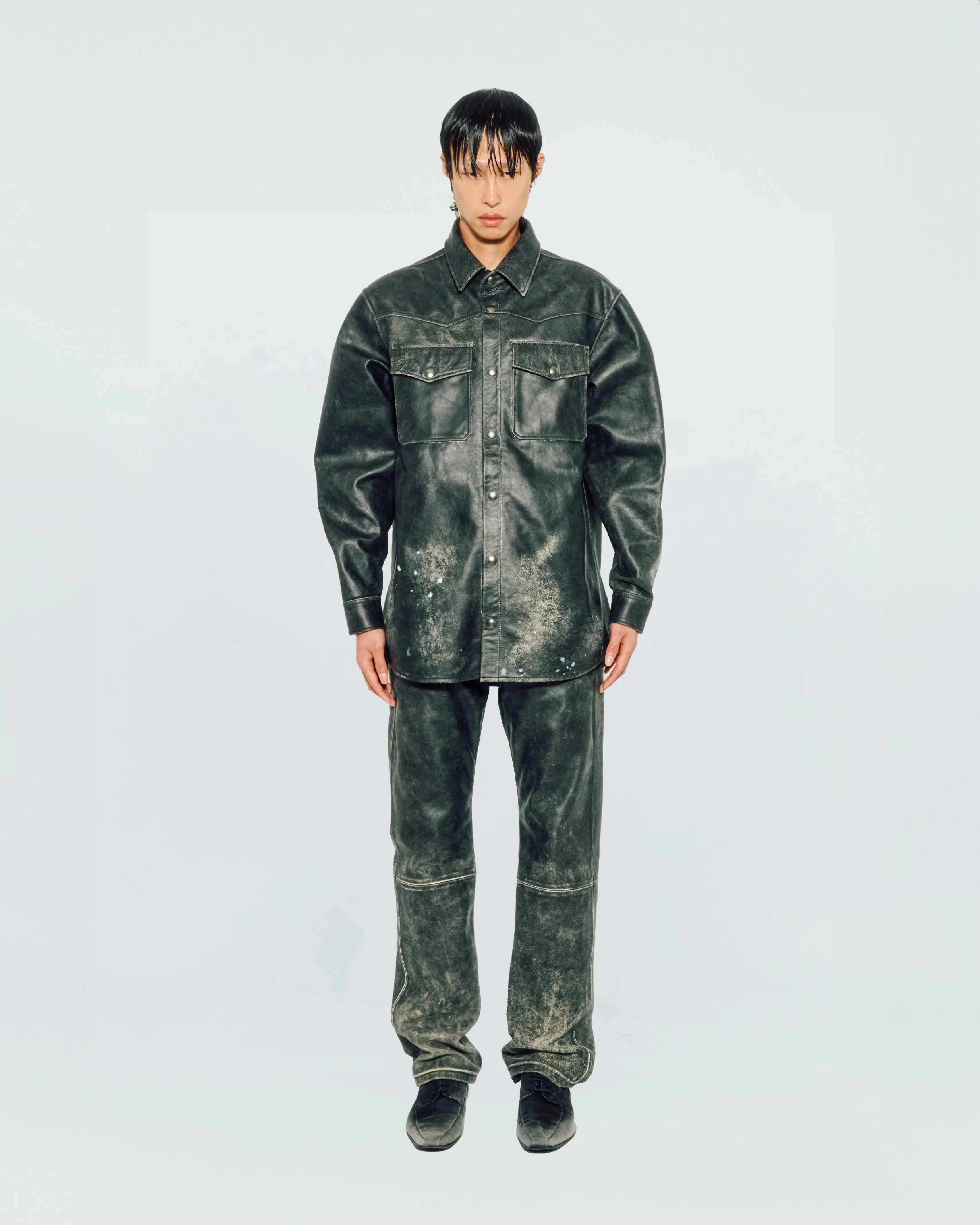 BLACK LEATHER PRINTED SHIRT sold by KUSIKOHC product image thumbnail 3