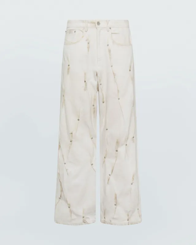 MULTI RIVET BURN PANTS sold by KUSIKOHC