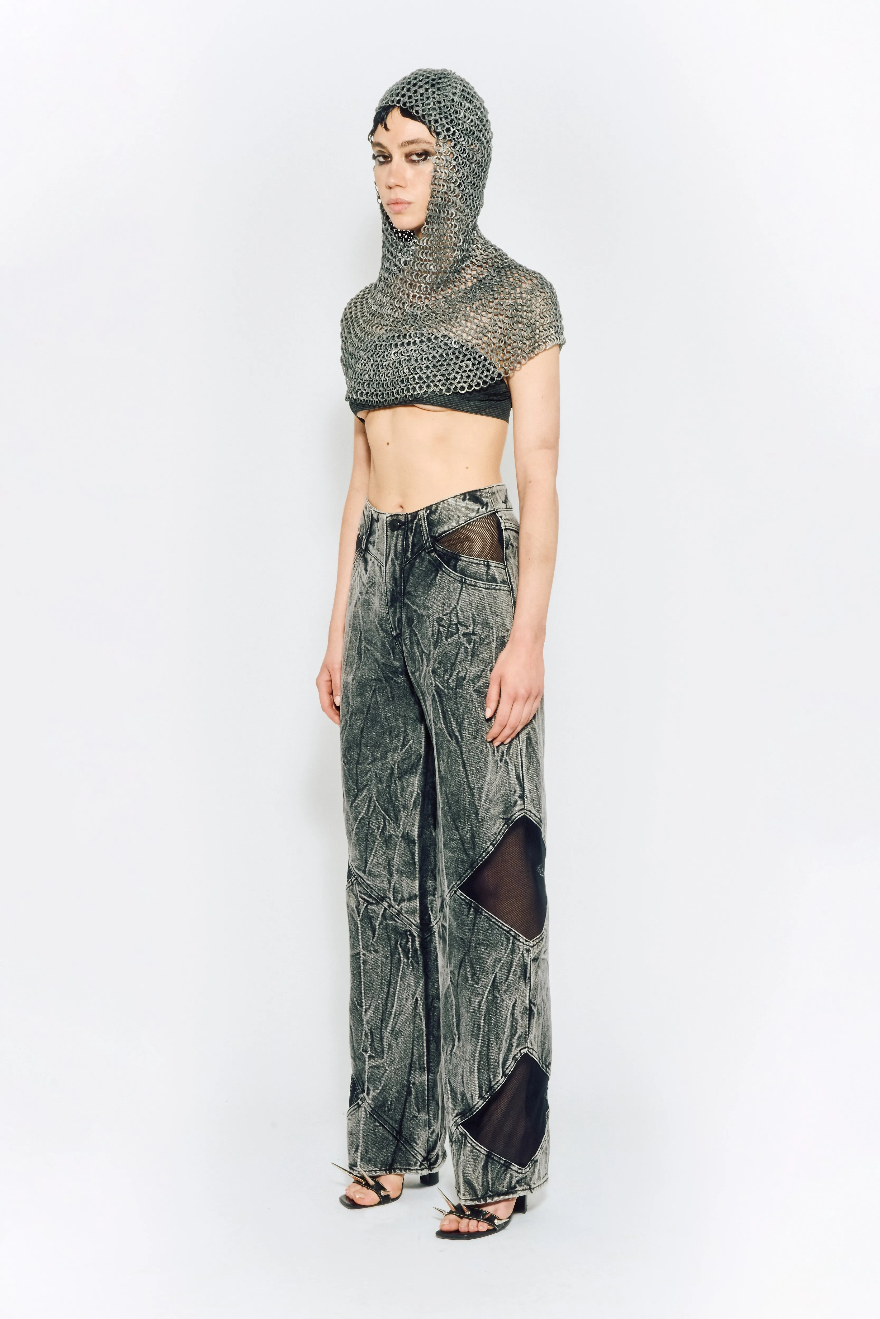 SAMPLE - MESH CUT-OUT DENIM PANTS sold by KUSIKOHC product image thumbnail 2