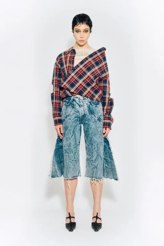 SAMPLE - WIDE DENIM SHORTS made by KUSIKOHC