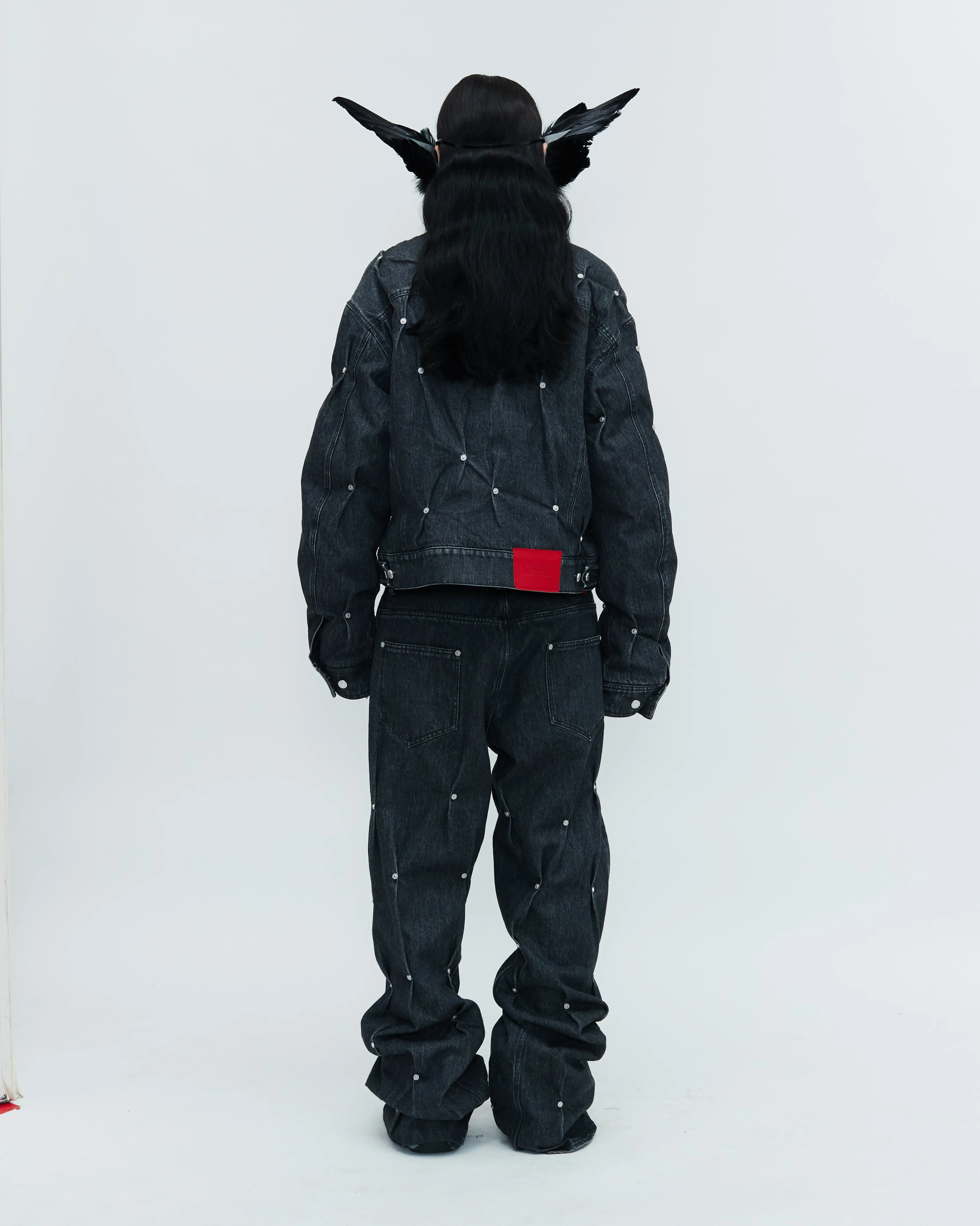 PADDED MULTI RIVET DENIM JACKET sold by KUSIKOHC product image thumbnail 3