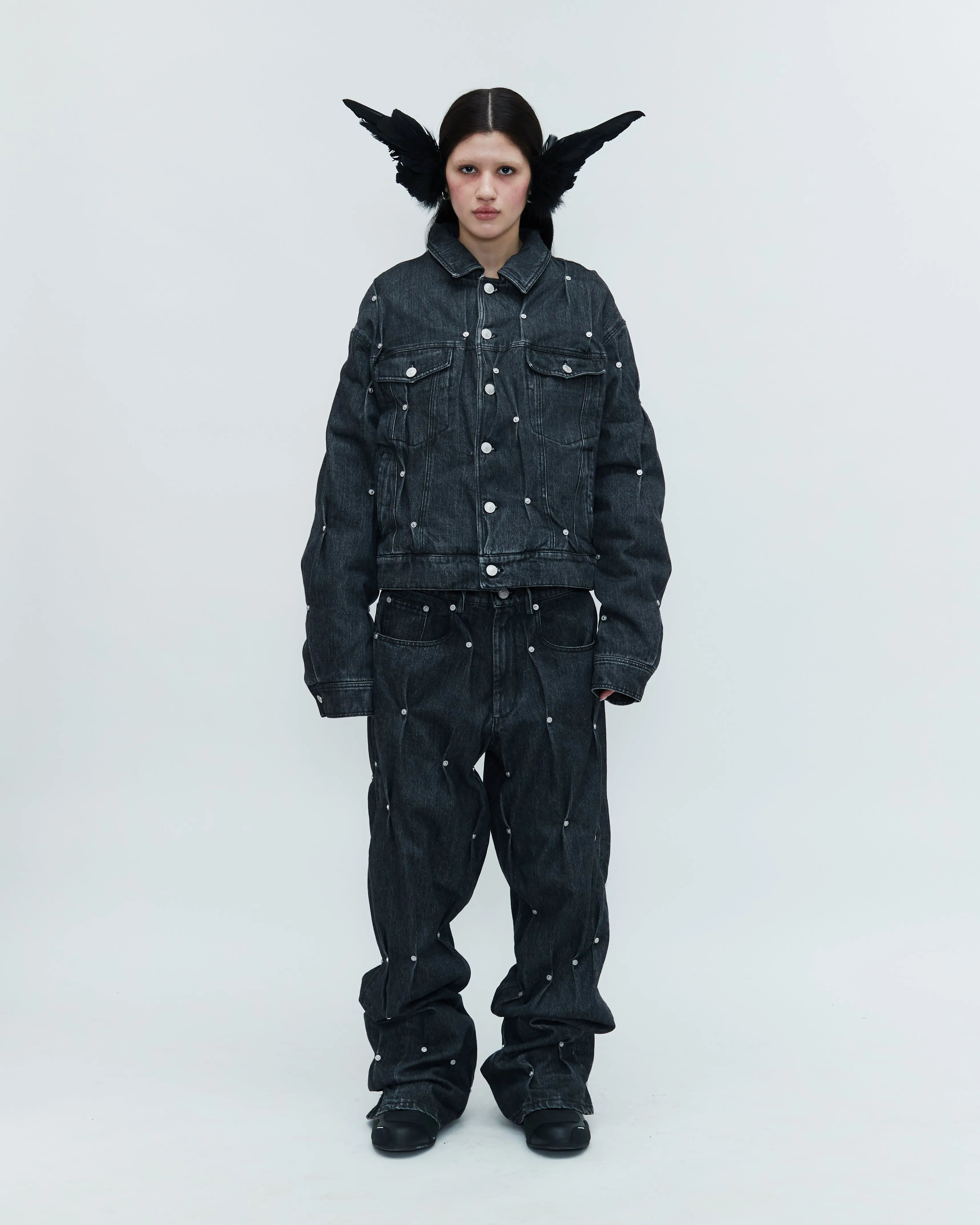 PADDED MULTI RIVET DENIM JACKET sold by KUSIKOHC product image thumbnail 4