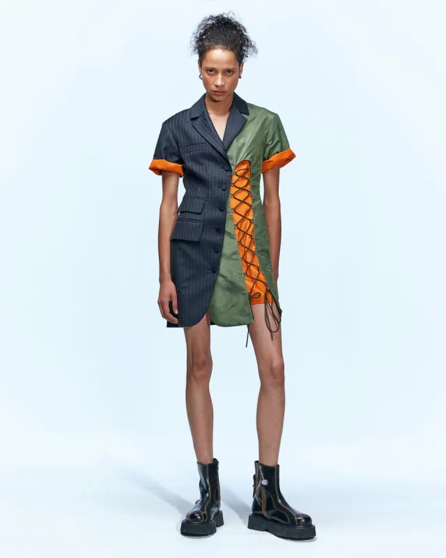 MAEVE LACE UP TAILORED DRESS atb929w(CHARCOAL) made by Andersson Bell