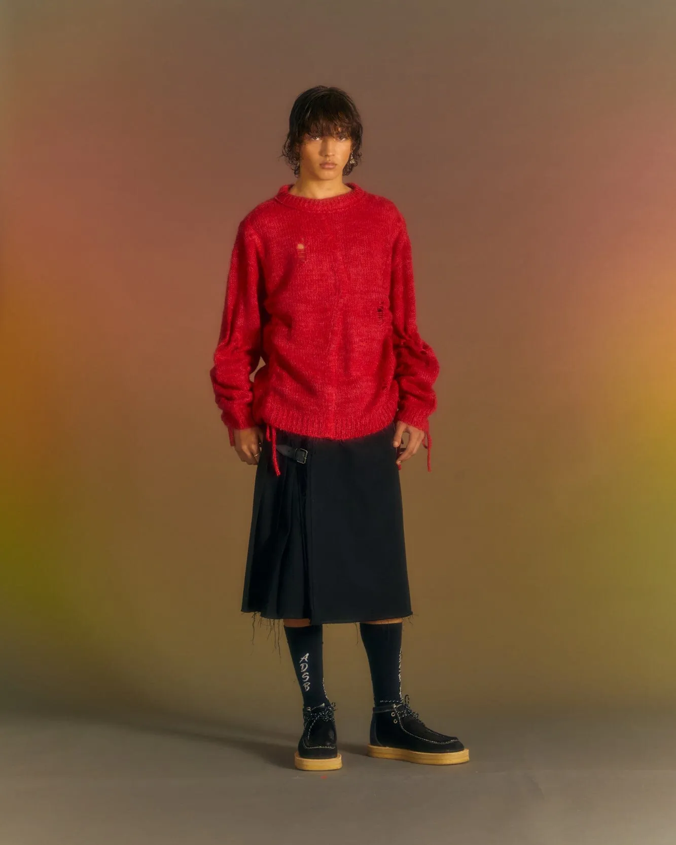 COLBINE CREW-NECK SWEATER atb1015m(RED) sold by Andersson Bell