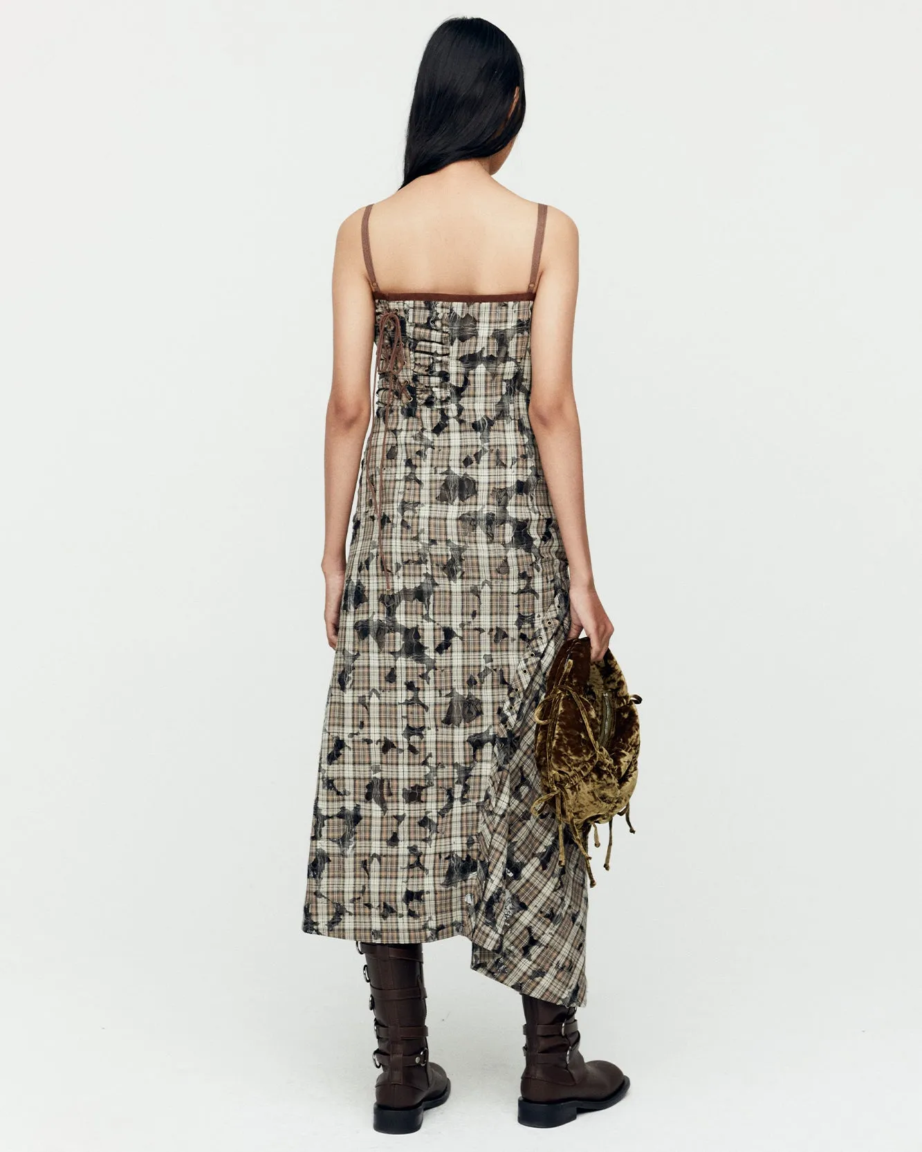 MAISIE BURNT-OUT CHECK DRESS atb1191w(BEIGE) sold by Andersson Bell product image thumbnail 5