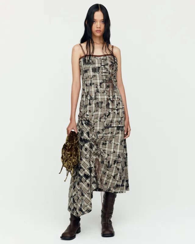 MAISIE BURNT-OUT CHECK DRESS atb1191w(BEIGE) made by Andersson Bell