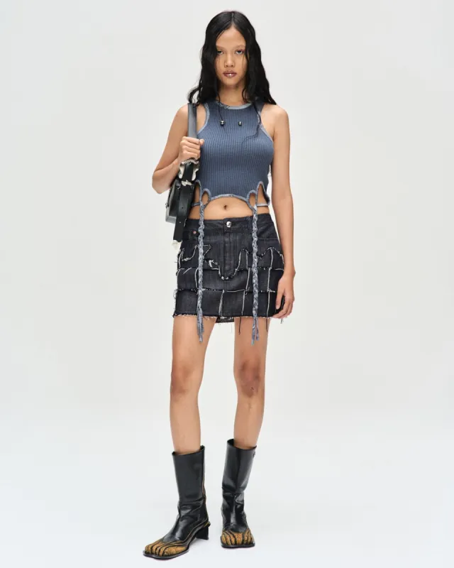 (WOMEN) DENIS WEAVING DENIM MINI SKIRT apa716w(INDIGO) made by Andersson Bell