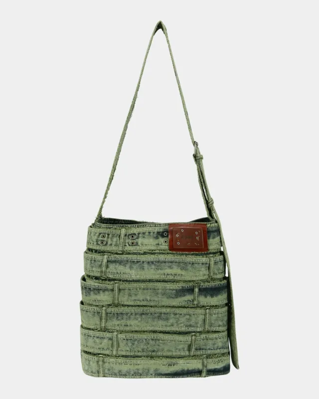 BELT DENIM MESSENGER BIG BAG aaa368u(WASHED GREEN) sold by Andersson Bell