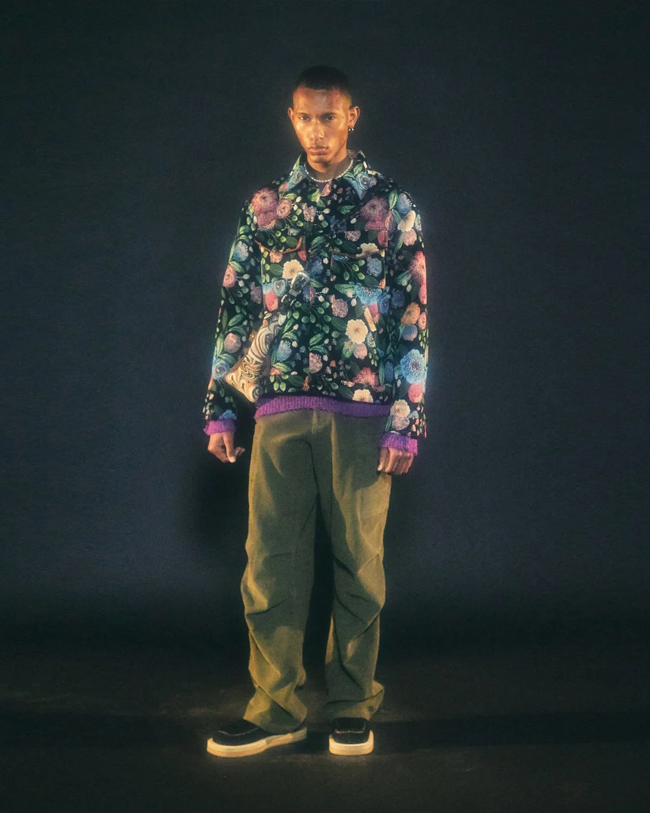 FLOVER JACQUARED TRUCKER JACKET awa463m(BLACK) sold by Andersson Bell