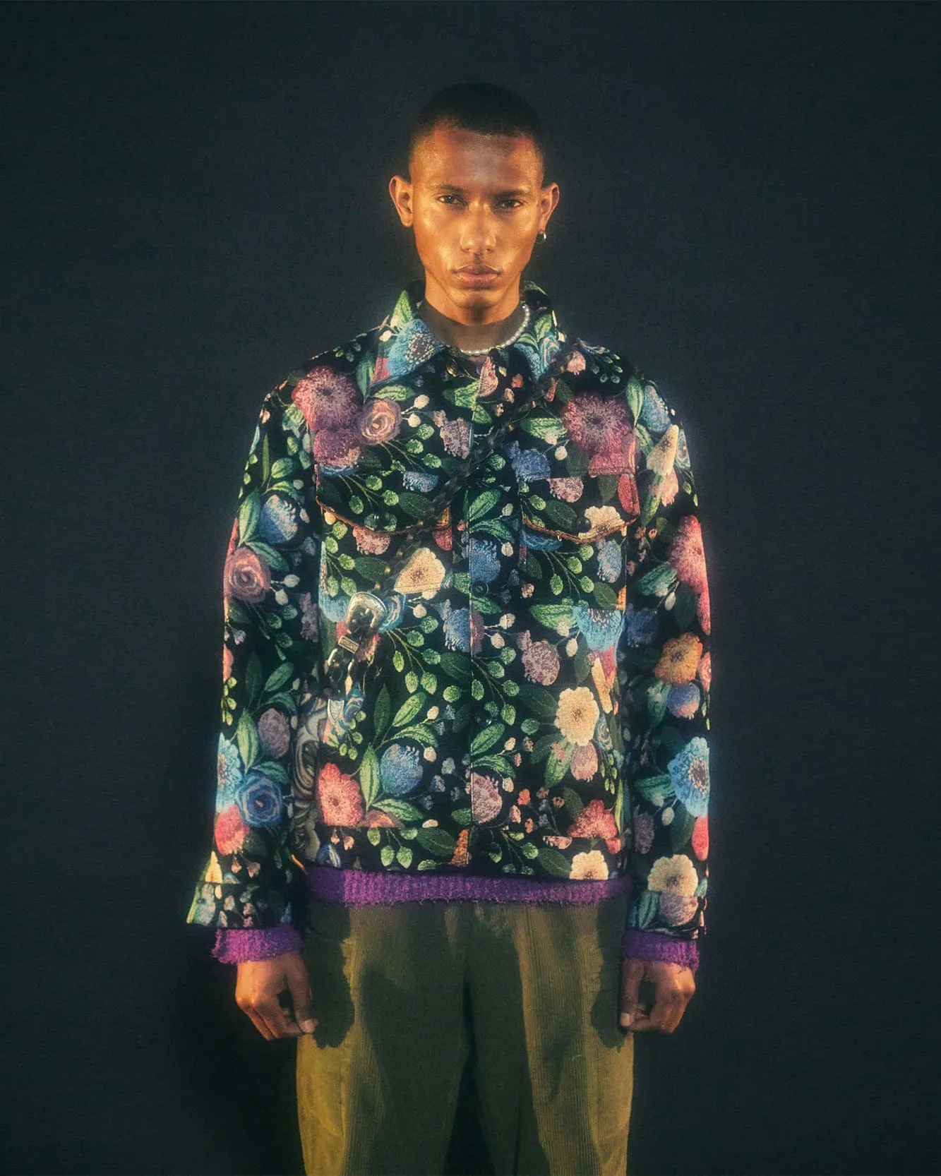 FLOVER JACQUARED TRUCKER JACKET awa463m(BLACK) sold by Andersson Bell product image thumbnail 5