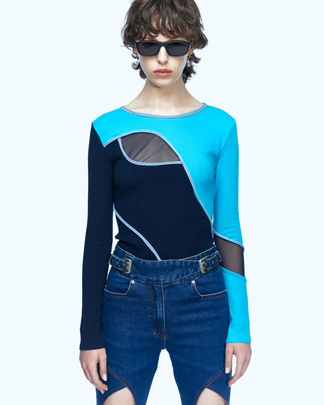 (WOMEN) EVA MESH COMBO LINED TOP atb776w(NAVY) made by Andersson Bell