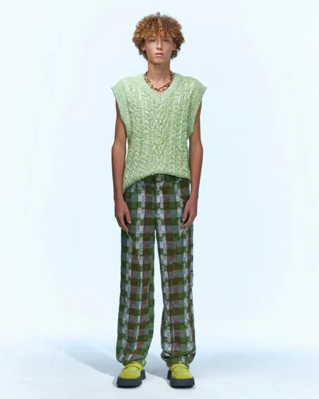 TOTTO CABLE VEST (ITALIAN YARN) atb667m(IVORY/NEON) sold by Andersson Bell