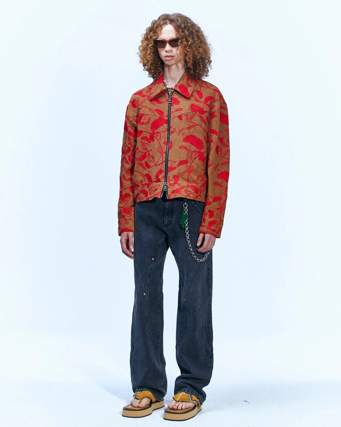 FLOWER EMBROIDERY ZIP-UP JACKET awa514m(BEIGE) sold by Andersson Bell