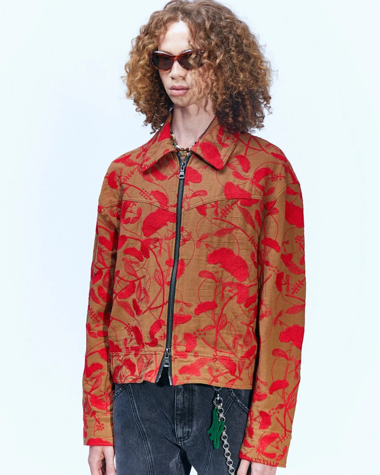 FLOWER EMBROIDERY ZIP-UP JACKET awa514m(BEIGE) sold by Andersson Bell product image thumbnail 4