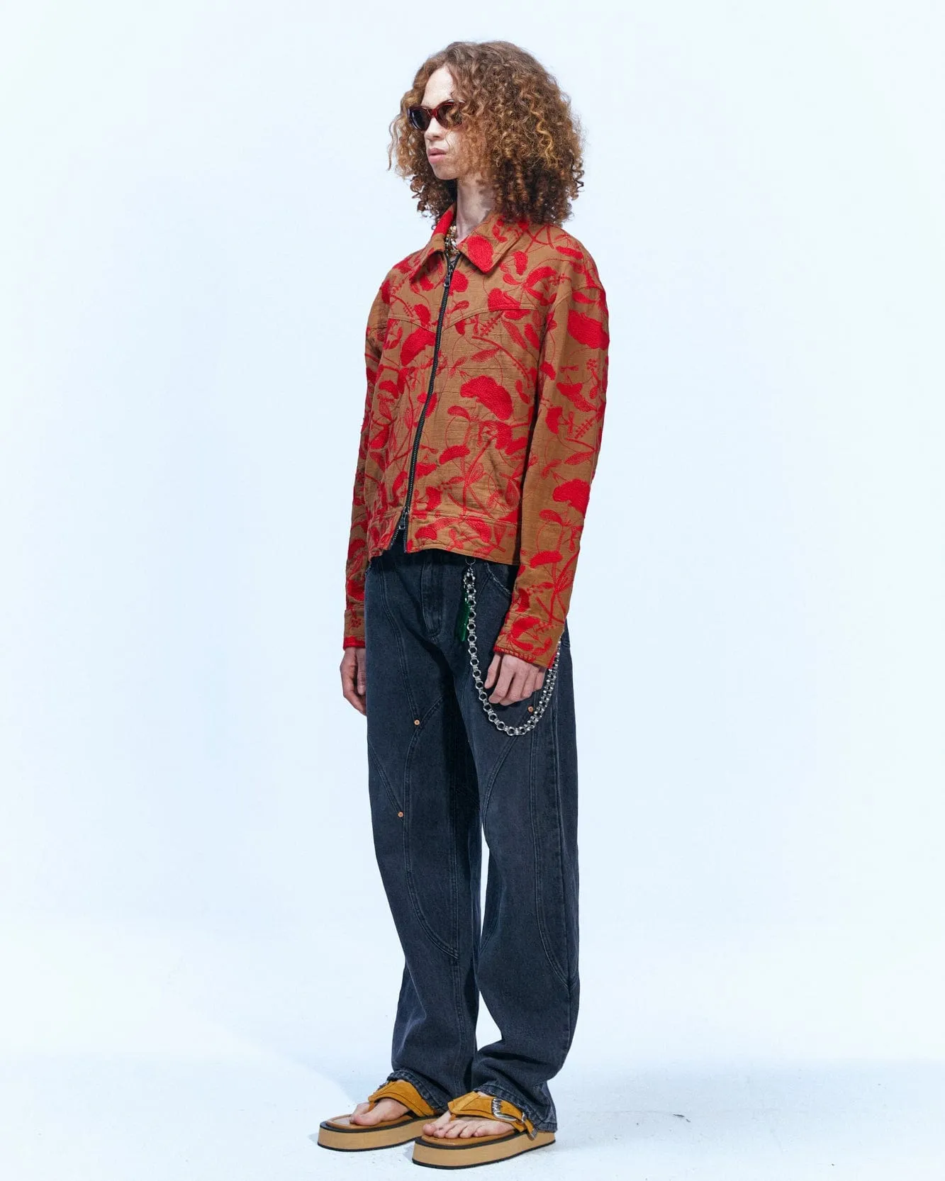 FLOWER EMBROIDERY ZIP-UP JACKET awa514m(BEIGE) sold by Andersson Bell product image thumbnail 5