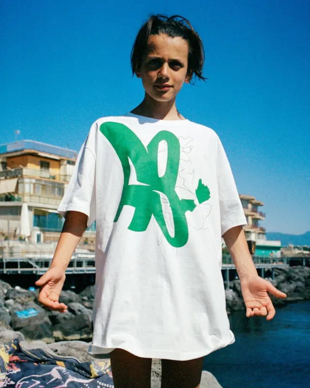 (ESSENTIAL) UNISEX AB LOGO T SHIRT atb842u(WHITE/GREEN) made by Andersson Bell